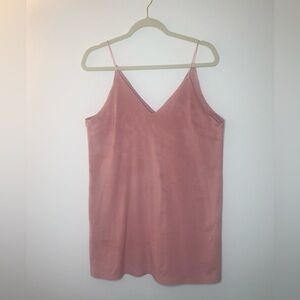 Forever 21 v-neck Spaghetti Strap Faux Suede mini Dress Dusty Rose Size Large